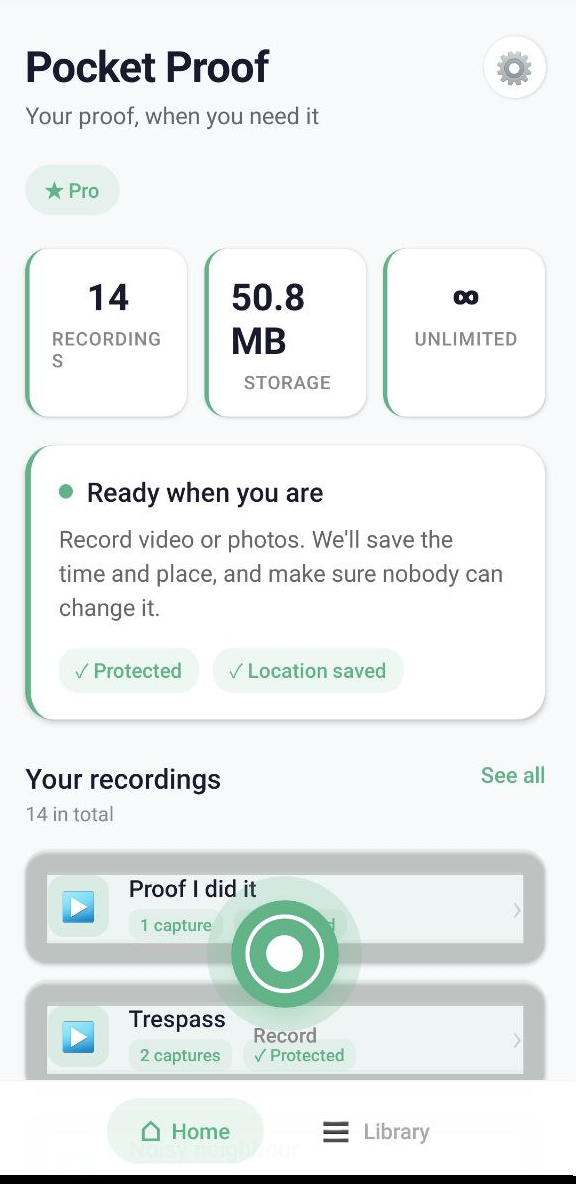 Pocket Proof home light